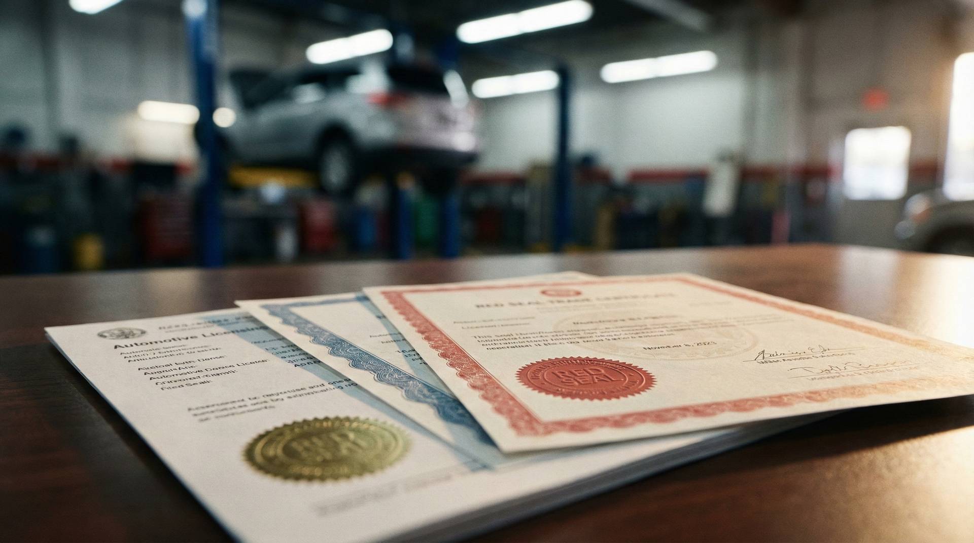 Red Seal certificates and automotive licensing documents